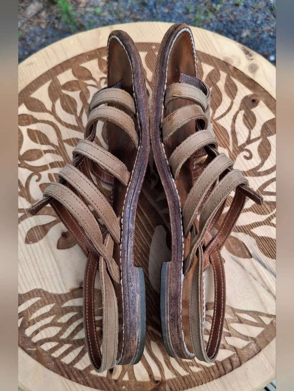Rondini Saint Tropez Bikini Multi-Strap Roman Tan Leather Sandals Size 9